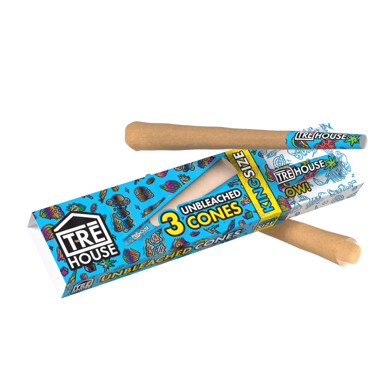 Pre Roll Cones - 3 Pack - King Size Slim - Unbleached - (24 Pack)